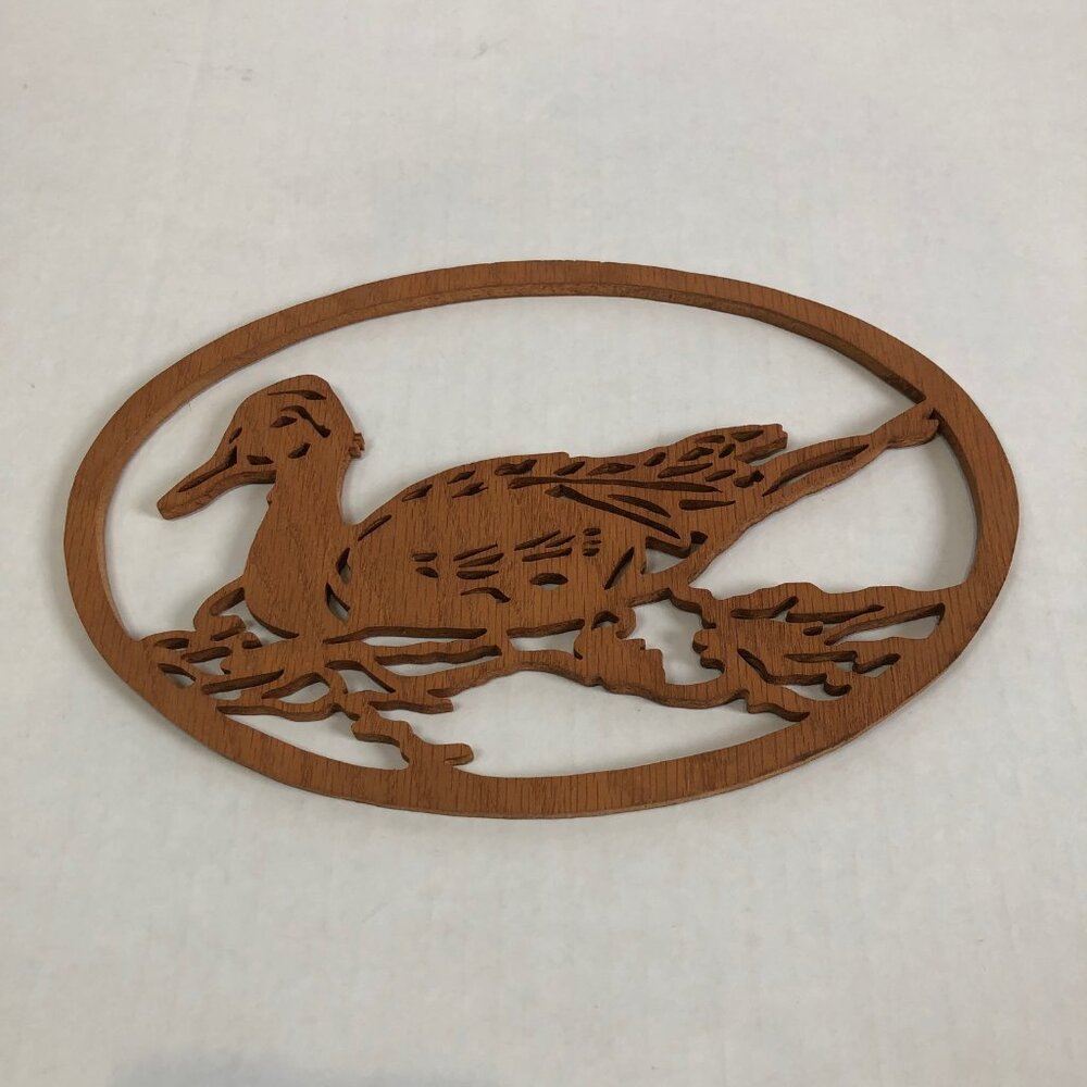 Vintage 1993 Hand-Carved Duck Wall Plaque Signed Rustic Decor 10"